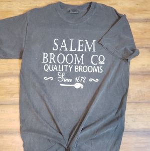 White on gray Salem Broom Co tee